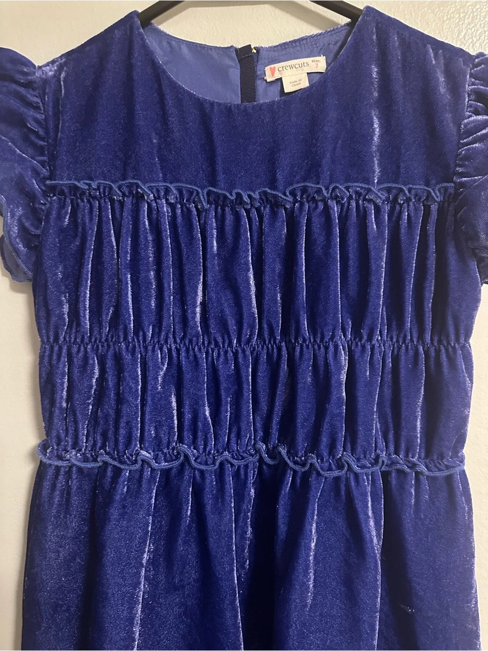 Crewcuts Plush Velvet Dress in Deep Blue Size 7